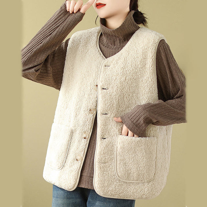 Gilet sans manches en fibre de viscose double face avec poches pour femme Motif Buddha Stones - image 11