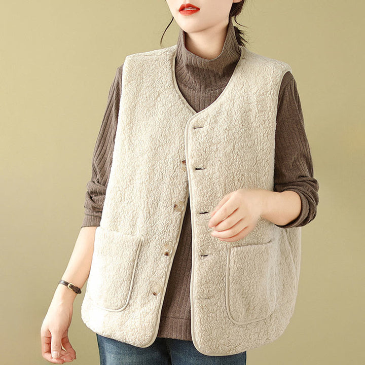 Gilet sans manches en fibre de viscose double face avec poches pour femme Motif Buddha Stones - image 13