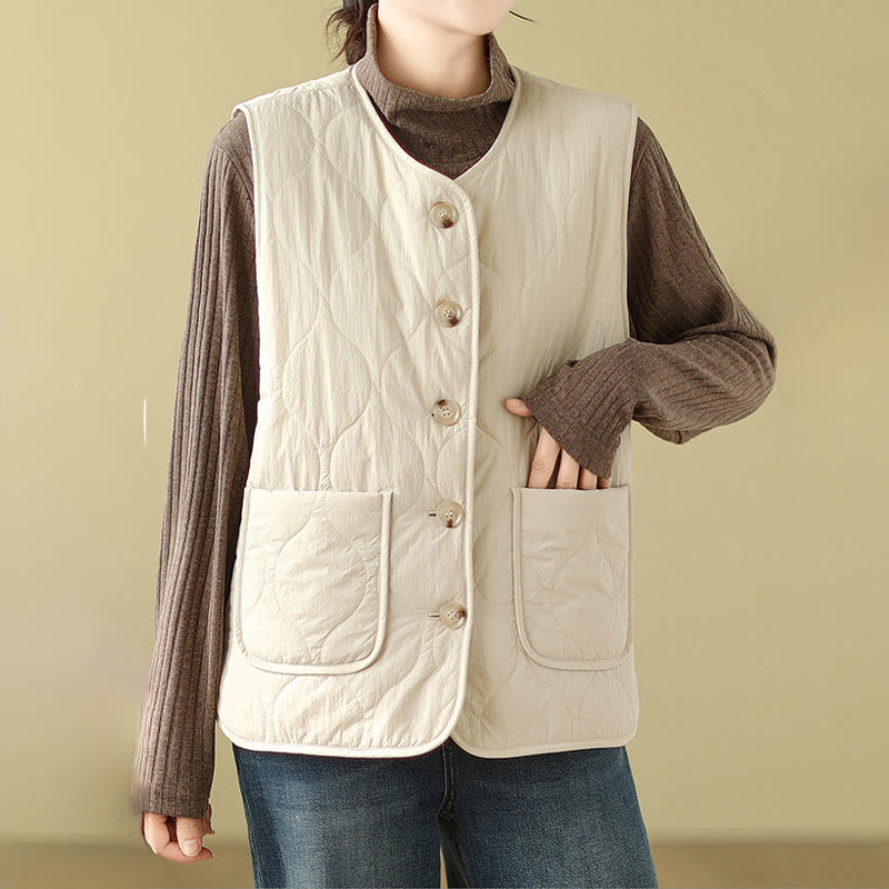 Gilet sans manches en fibre de viscose double face avec poches pour femme Motif Buddha Stones - image 14