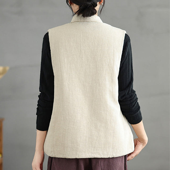 Gilet en coton uni à lacets et poches pour femme Motif Buddha Stones - image 21