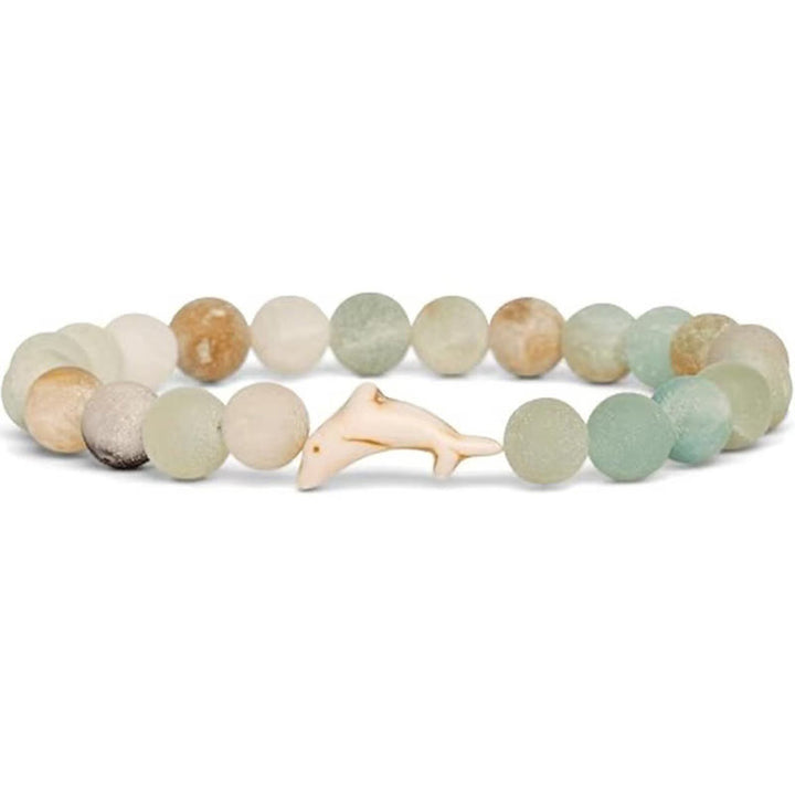 Bracelet Courage en Buddha Stones , Dauphin, Agate Craquelée, Tourmaline - Amazonite (tour de poignet : 15-18 cm) - image 7