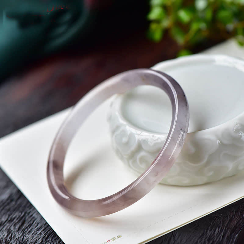 Bracelet de richesse en jade violet et soie dorée Buddha Stones - 62-64 mm - image 0