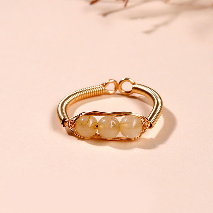 Bague ouverte de guérison en alliage de perles de pierres naturelles de Buddha Stones - Quartz rutile (réglable) - image 8