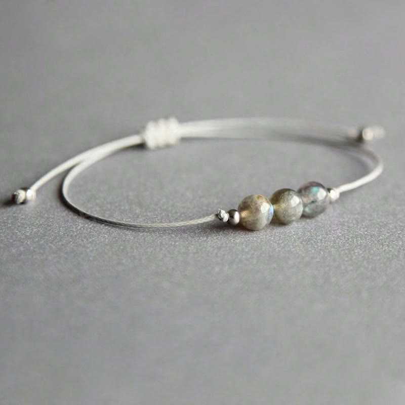 Bracelet de guérison en corde de perles de labradorite naturelle Buddha Stones - image 2