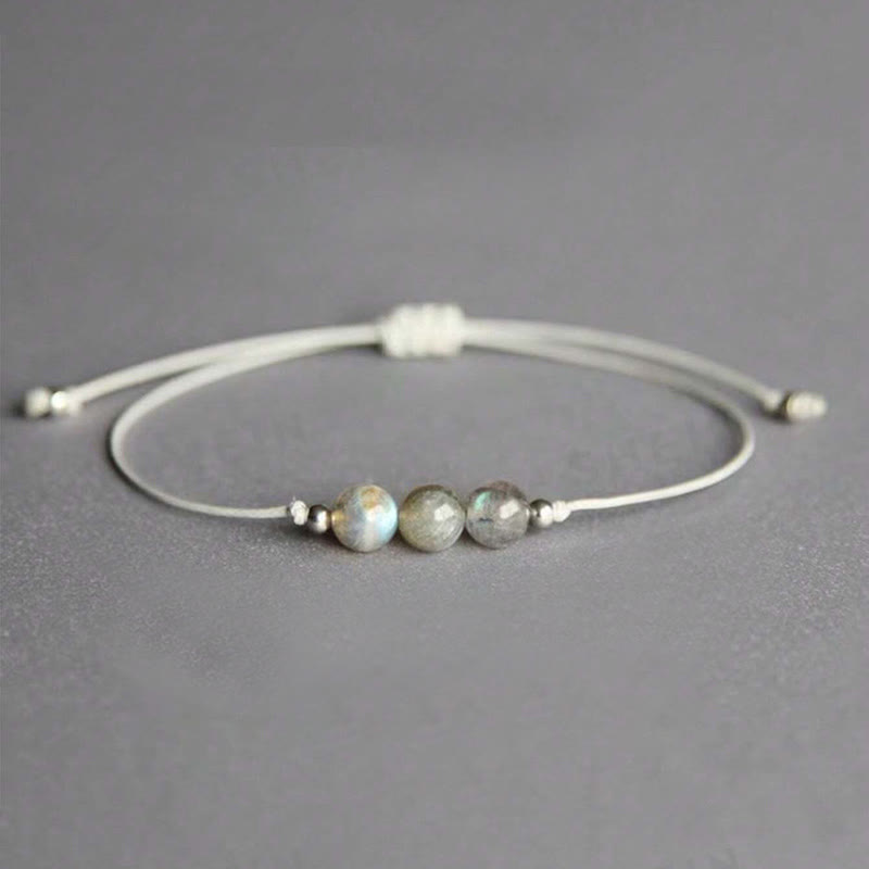 Bracelet de guérison en corde de perles de labradorite naturelle Buddha Stones - Labradorite (circonférence du poignet : 15-21 cm) - image 1