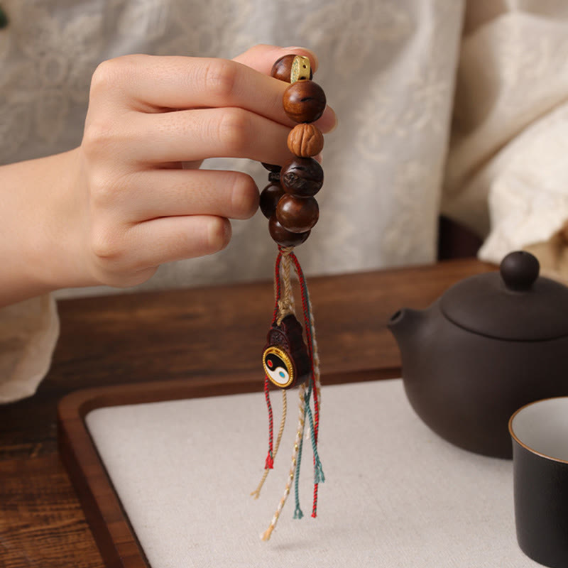 Bracelet porte-bonheur Yin Yang en bois de jujubier frappé par la foudre et Buddha Stones du Tibet - image 10