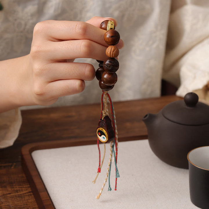Bracelet porte-bonheur Yin Yang en bois de jujubier frappé par la foudre et Buddha Stones du Tibet - image 10