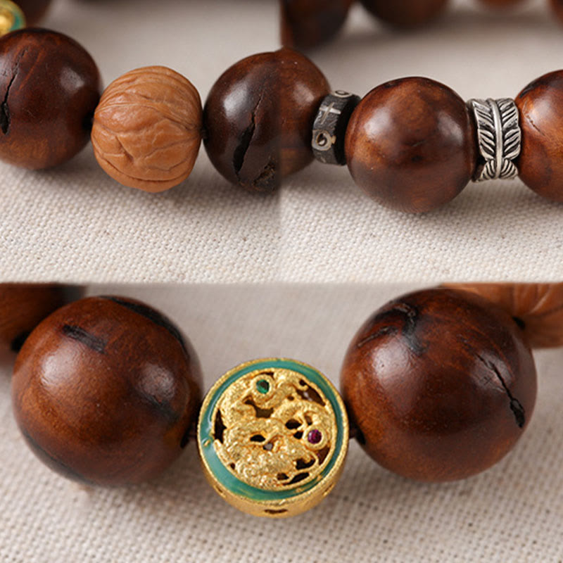 Bracelet porte-bonheur Yin Yang en bois de jujubier frappé par la foudre et Buddha Stones du Tibet - image 12