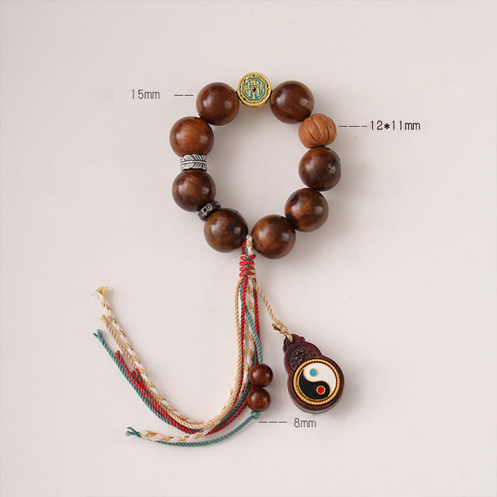 Bracelet porte-bonheur Yin Yang en bois de jujubier frappé par la foudre et Buddha Stones du Tibet - image 8