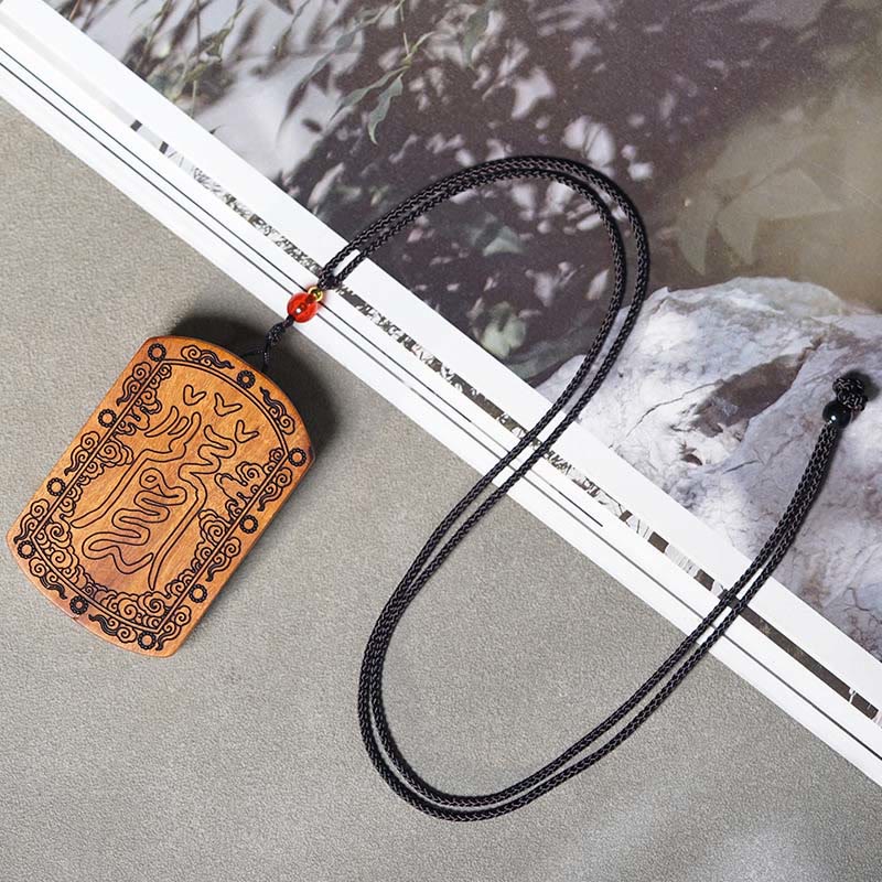 Collier pendentif de protection Bagua en bois de jujubier frappé par la foudre et pierres de Buddha Stones - image 3
