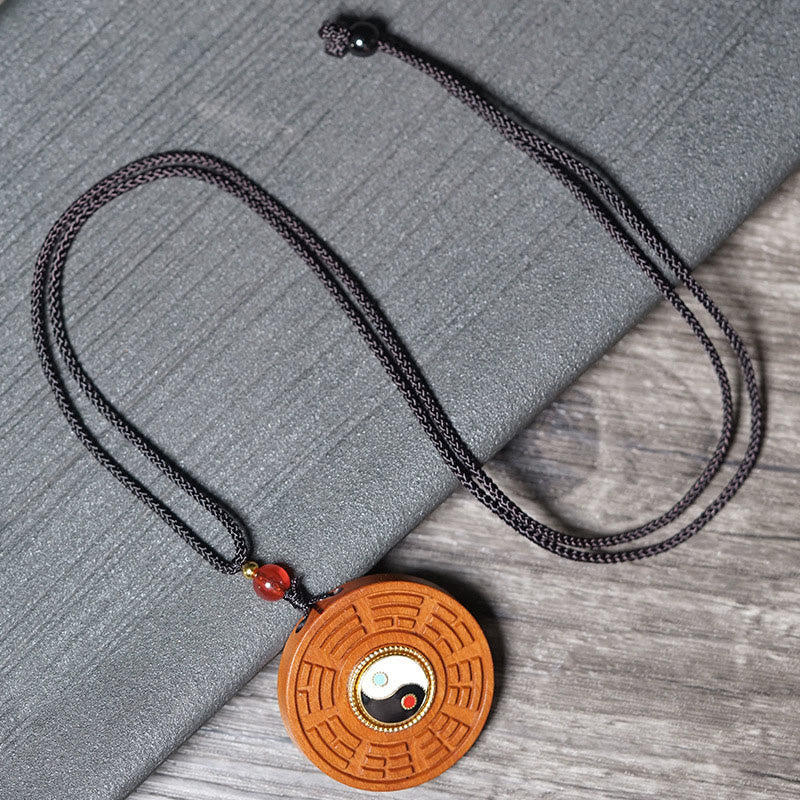 Buddha Stones porte-bonheur Yin Yang Bagua en bois de jujubier frappé par la foudre et pierres de Bouddha - image 3