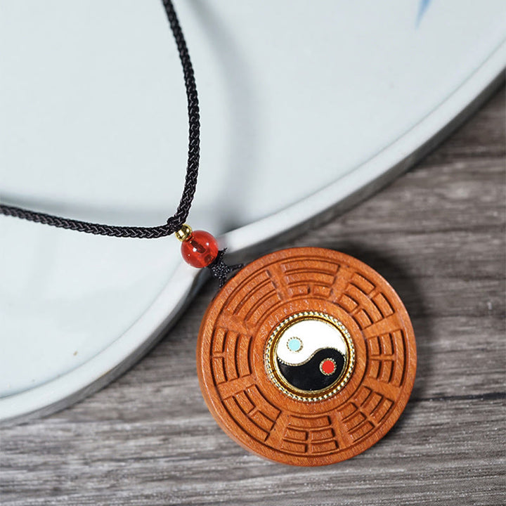 Buddha Stones porte-bonheur Yin Yang Bagua en bois de jujubier frappé par la foudre et pierres de Bouddha - image 2