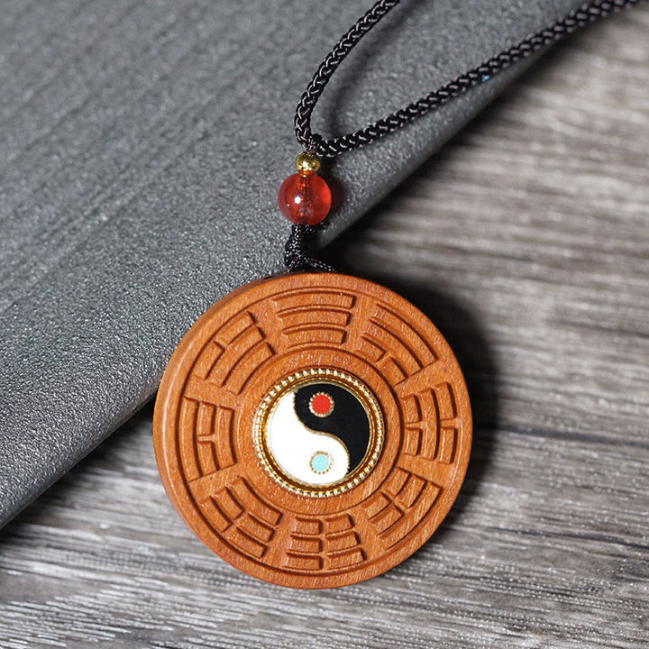 Buddha Stones porte-bonheur Yin Yang Bagua en bois de jujubier frappé par la foudre et pierres de Bouddha - Bois de jujubier frappé par la foudre - image 1