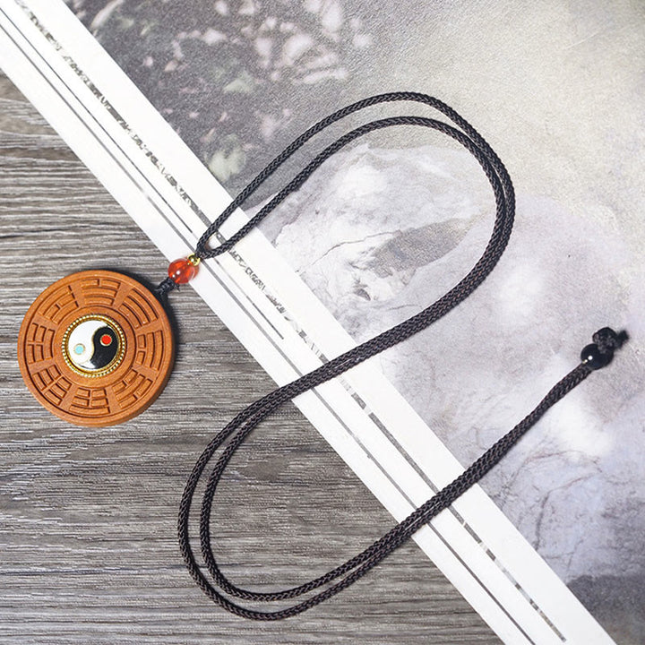 Buddha Stones porte-bonheur Yin Yang Bagua en bois de jujubier frappé par la foudre et pierres de Bouddha - image 4