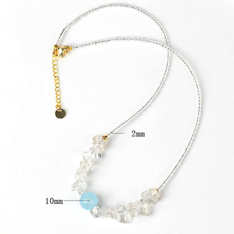 Collier pendentif de guérison en perles d'aigue-marine en cristal blanc irrégulier Buddha Stones - image 8