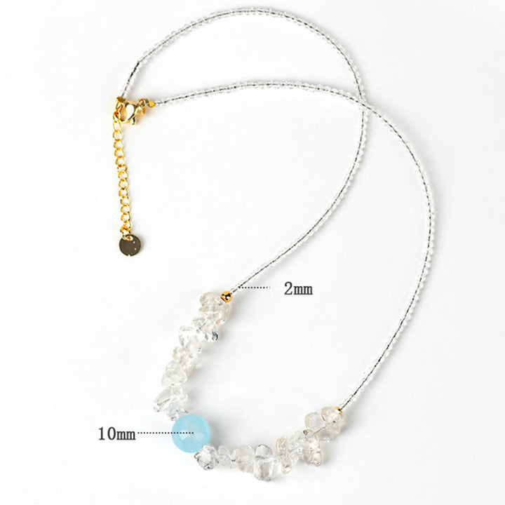 Collier pendentif de guérison en perles d'aigue-marine en cristal blanc irrégulier Buddha Stones - image 8