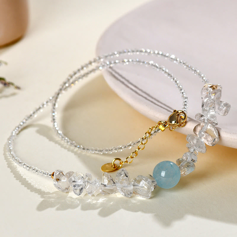 Collier pendentif de guérison en perles d'aigue-marine en cristal blanc irrégulier Buddha Stones - image 9
