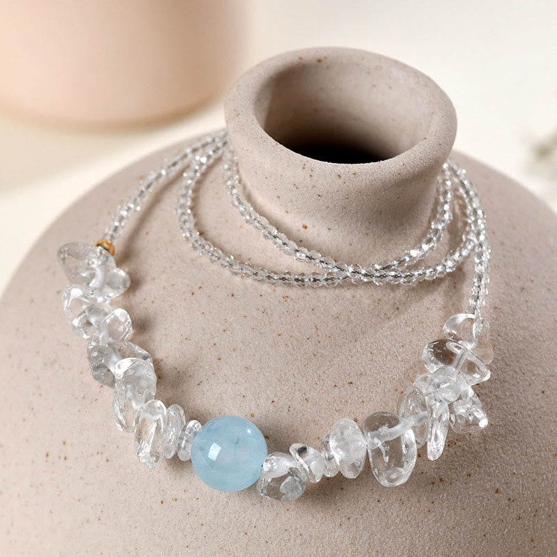 Collier pendentif de guérison en perles d'aigue-marine en cristal blanc irrégulier Buddha Stones - image 2