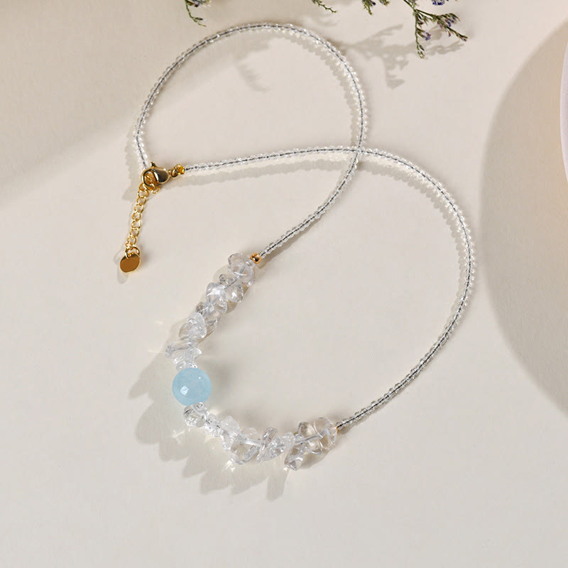 Collier pendentif de guérison en perles d'aigue-marine en cristal blanc irrégulier Buddha Stones - image 3