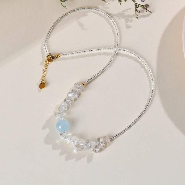 Collier pendentif de guérison en perles d'aigue-marine en cristal blanc irrégulier Buddha Stones - image 3