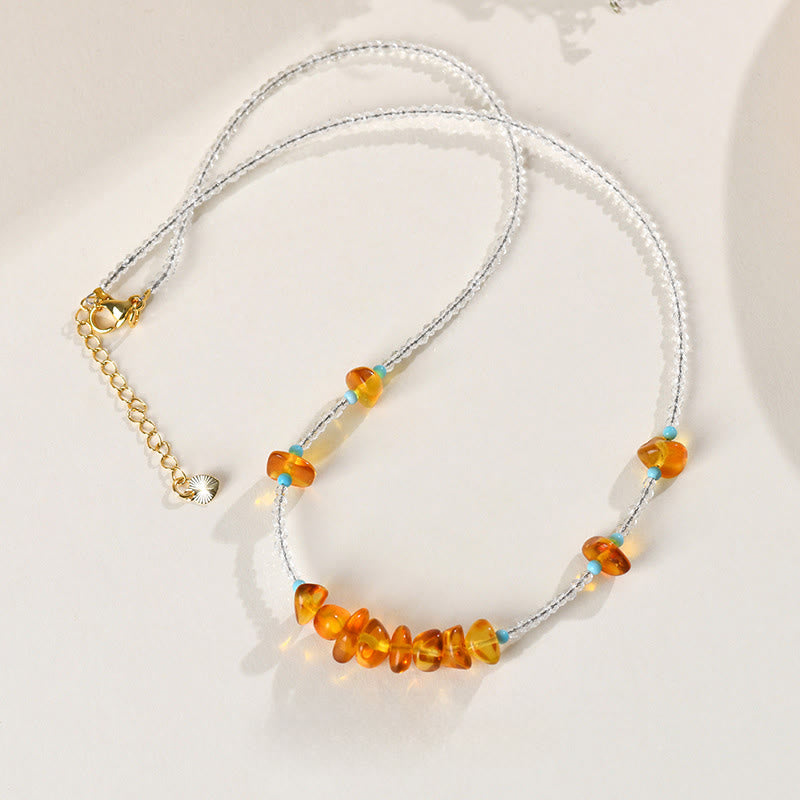 Collier pendentif en Buddha Stones , clarté ambre irrégulière - image 3