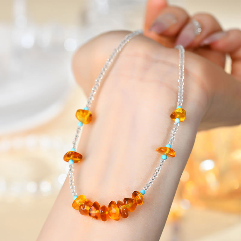 Collier pendentif en Buddha Stones , clarté ambre irrégulière - image 4