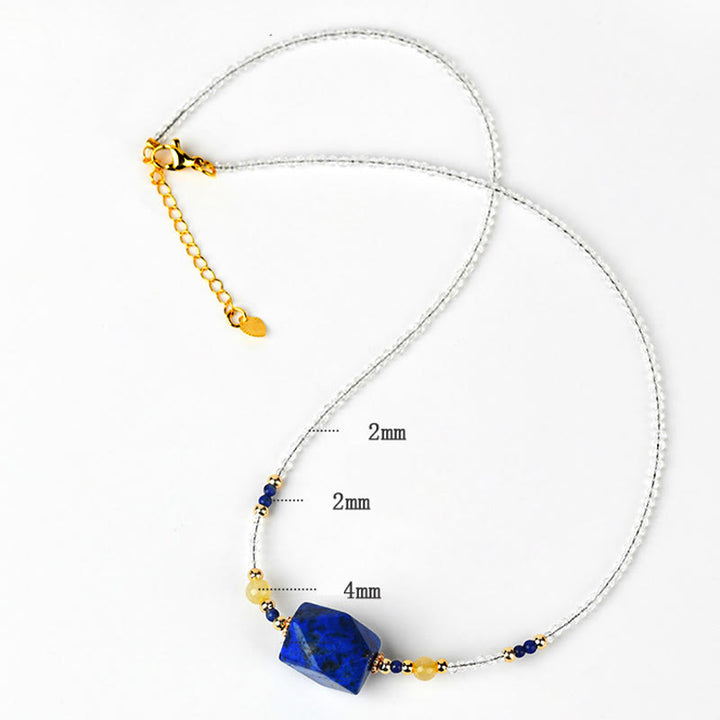 Collier pendentif de méditation et de guérison en cristal blanc de lazurite et lapis-lazuli, Buddha Stones - image 6