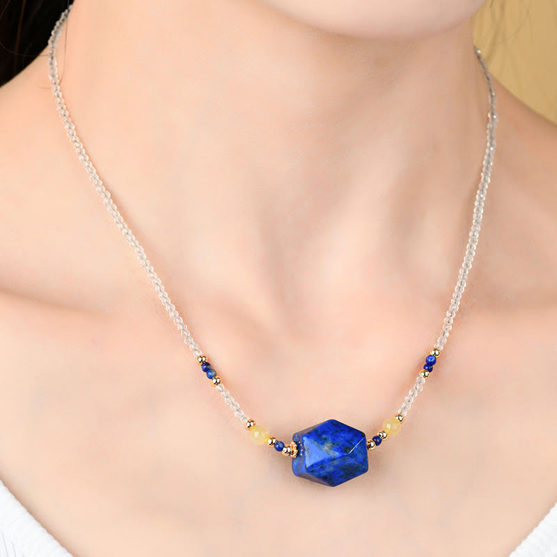 Collier pendentif de méditation et de guérison en cristal blanc lazurite de Buddha Stones - image 5