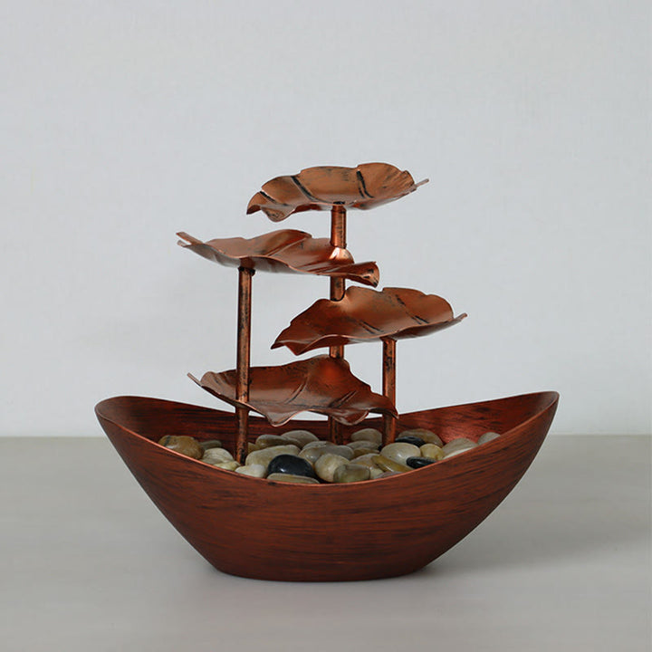 Fontaine cascade en forme de feuille de lotus , Buddha Stones, ornements de table avec lumière LED, décoration de bureau pour la maison - image 21