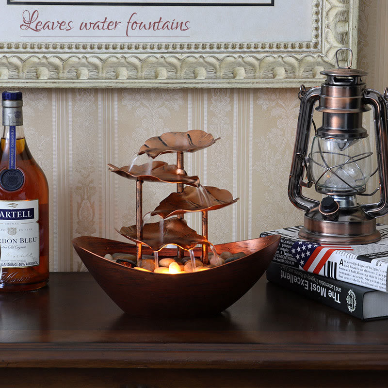 Fontaine cascade en forme de feuille de lotus , Buddha Stones, ornements de table avec lumière LED, décoration de bureau pour la maison - image 22