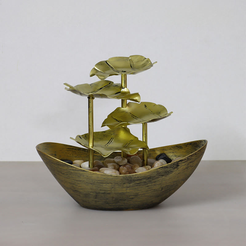 Fontaine cascade en forme de feuille de lotus , Buddha Stones, ornements de table avec lumière LED, décoration de bureau pour la maison - image 27