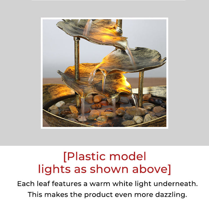 Fontaine cascade en forme de feuille de lotus , Buddha Stones, ornements de table avec lumière LED, décoration de bureau pour la maison - image 18