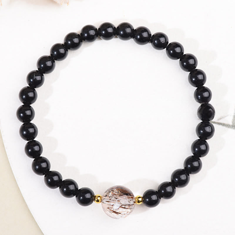 Bracelet de Buddha Stones courageuses en obsidienne noire et œil de tigre - image 8