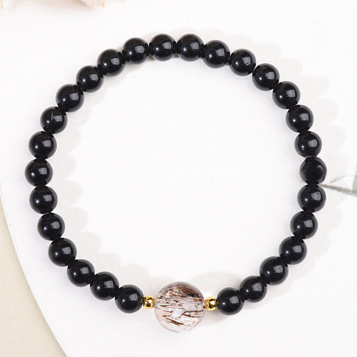 Bracelet de Buddha Stones courageuses en obsidienne noire et œil de tigre - image 8