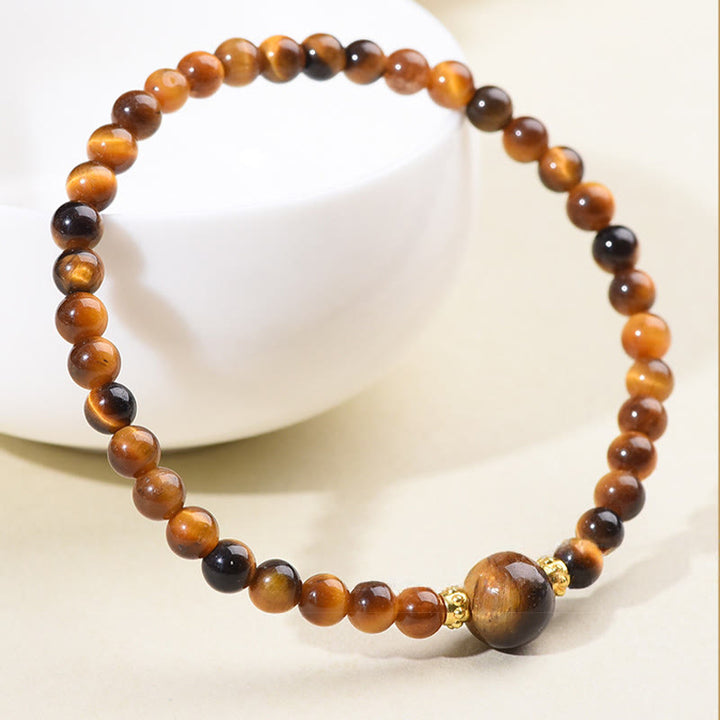 Bracelet de Buddha Stones courageuses en obsidienne noire et œil de tigre - image 4