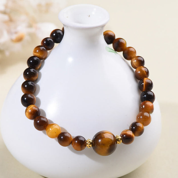 Bracelet de Buddha Stones courageuses en obsidienne noire et œil de tigre - image 3