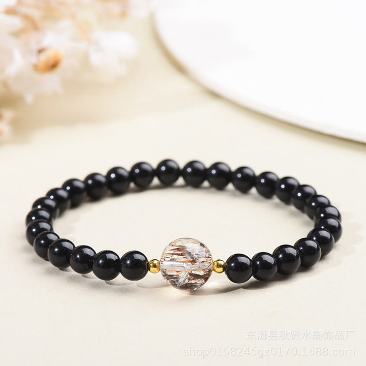 Bracelet de Buddha Stones courageuses en obsidienne noire et œil de tigre - Obsidienne noire - 6 mm - image 7