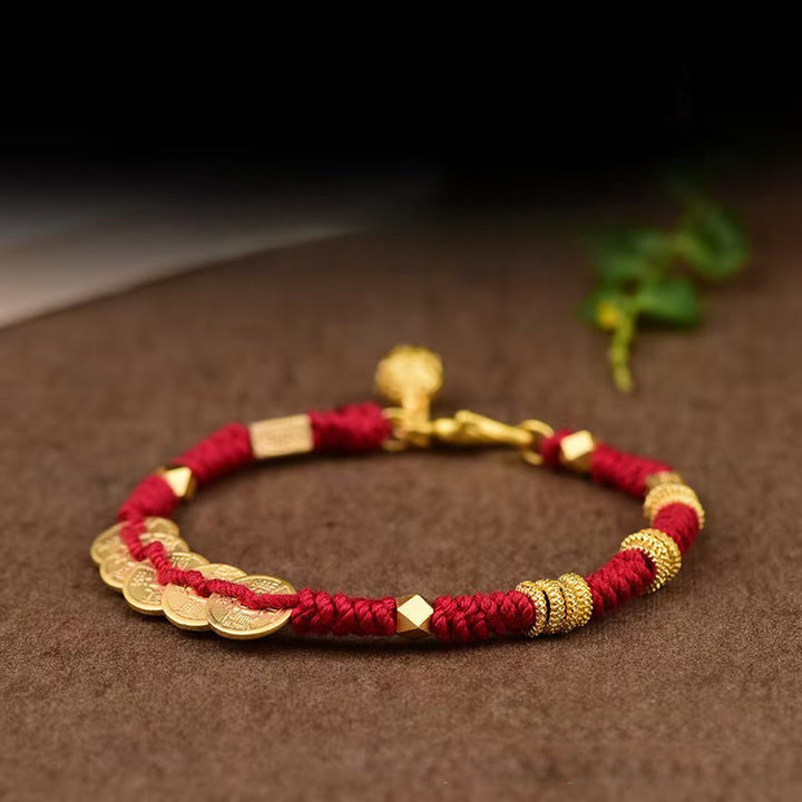 Bracelet tressé fait main en Buddha Stones avec cinq pièces impériales - image 2