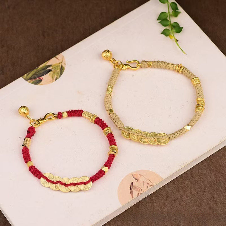 Bracelet tressé fait main en Buddha Stones avec cinq pièces impériales - image 7