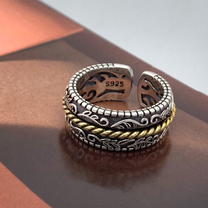 Bague énergétique porte-bonheur en cuivre Buddha Stones et motif floral de la dynastie Tang - image 4