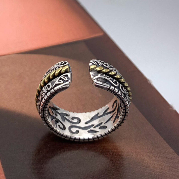 Bague énergétique porte-bonheur en cuivre Buddha Stones et motif floral de la dynastie Tang - image 3