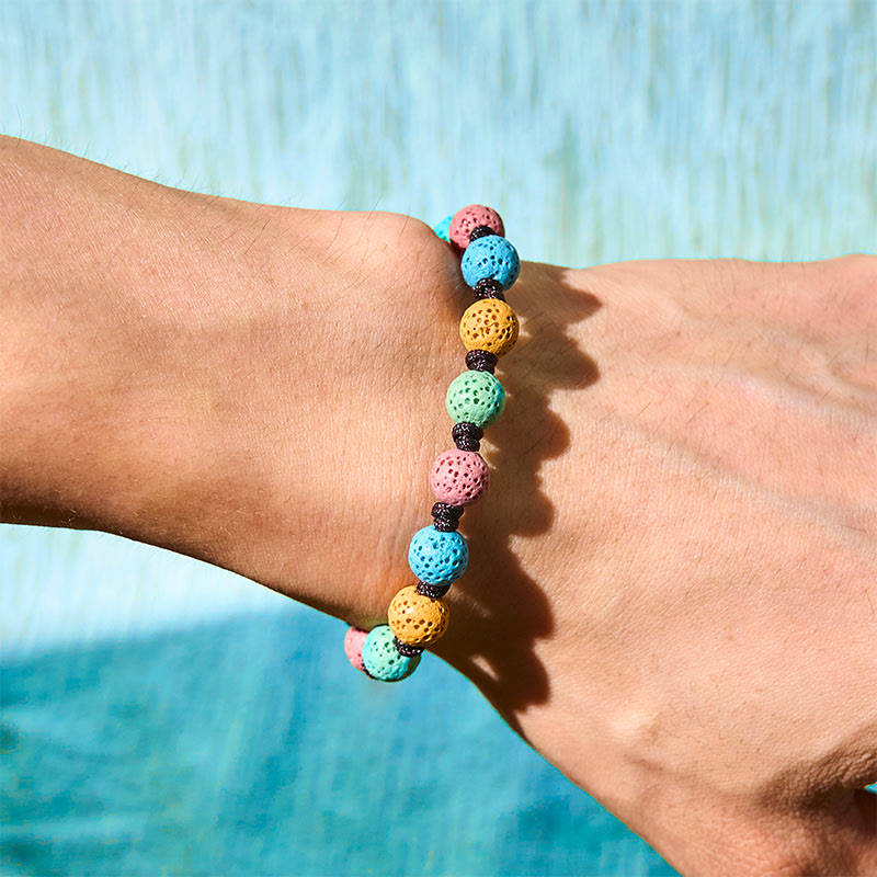 Bracelet de soutien en pierre de lave colorée Buddha Stones - image 8