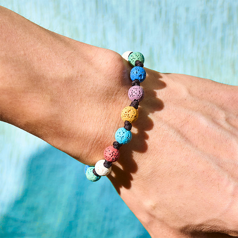 Bracelet de soutien en pierre de lave colorée Buddha Stones - image 2