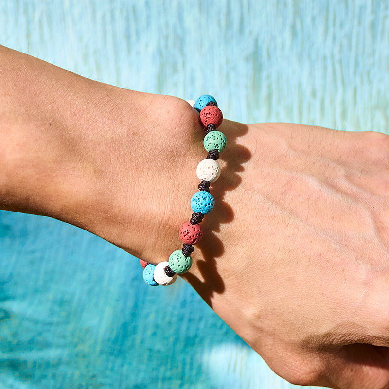 Bracelet de soutien en pierre de lave colorée Buddha Stones - image 12