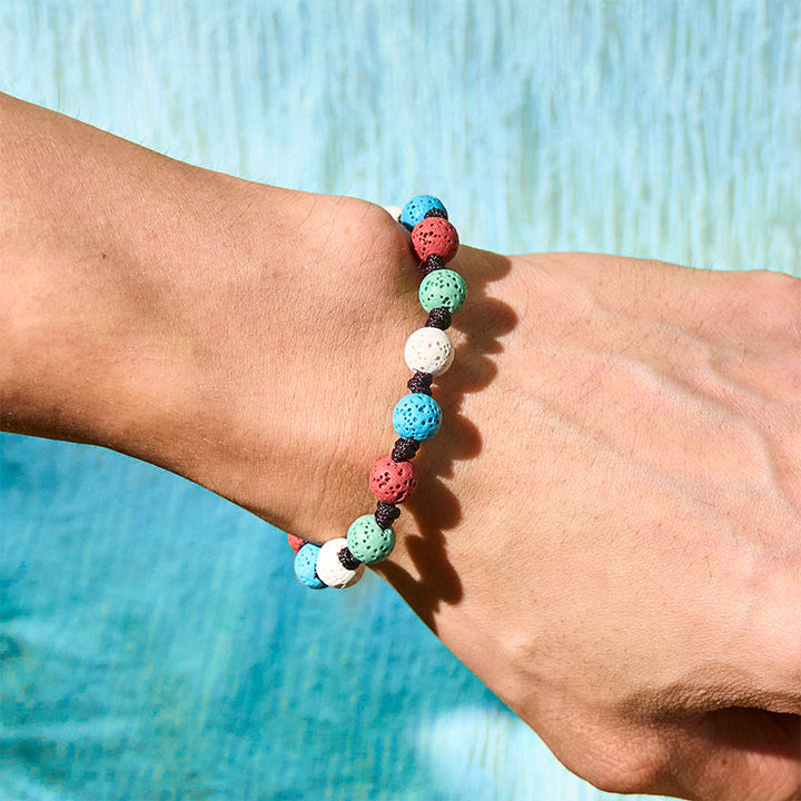 Bracelet de soutien en pierre de lave colorée Buddha Stones - image 12