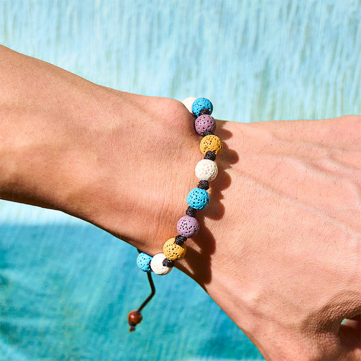 Bracelet de soutien en pierre de lave colorée Buddha Stones - image 17