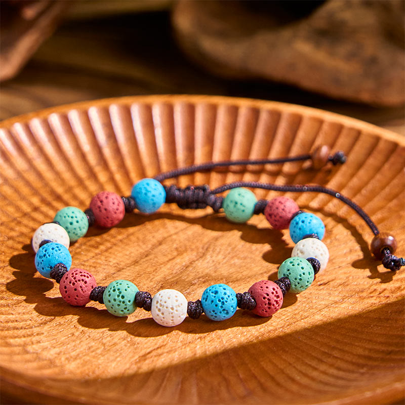 Bracelet de soutien en pierre de lave colorée Buddha Stones - image 13