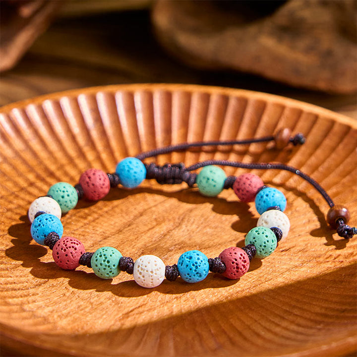 Bracelet de soutien en pierre de lave colorée Buddha Stones - image 13