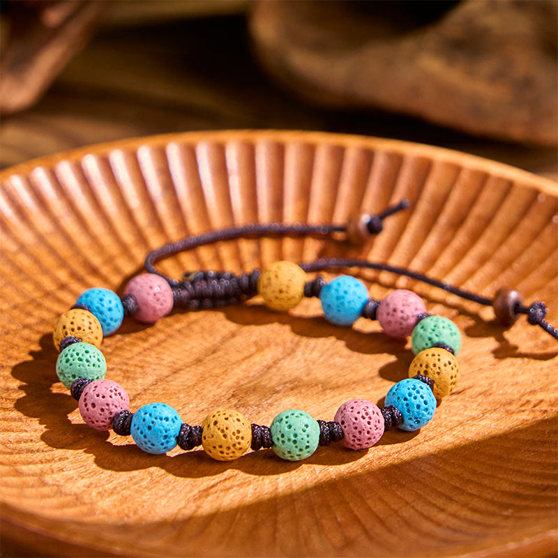 Bracelet de soutien en pierre de lave colorée Buddha Stones - image 9