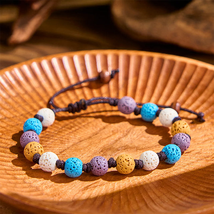 Bracelet de soutien en pierre de lave colorée Buddha Stones - image 16